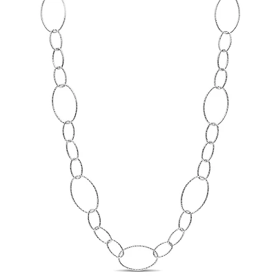 Miabella Sterling Silver Oval Link Chain Necklace