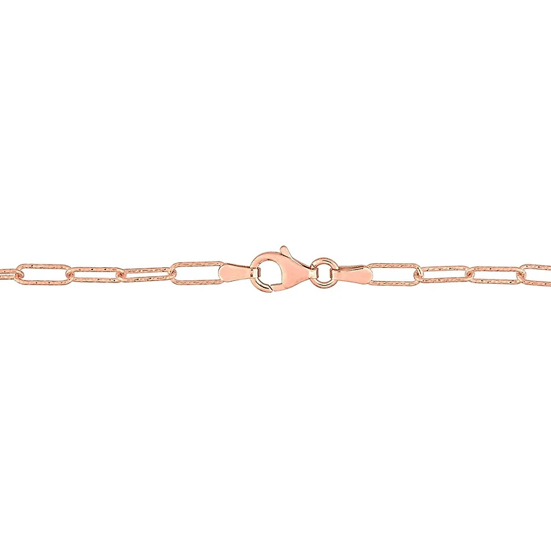 Miabella 18K Rose Gold Plated Sterling Silver Paperclip Necklace