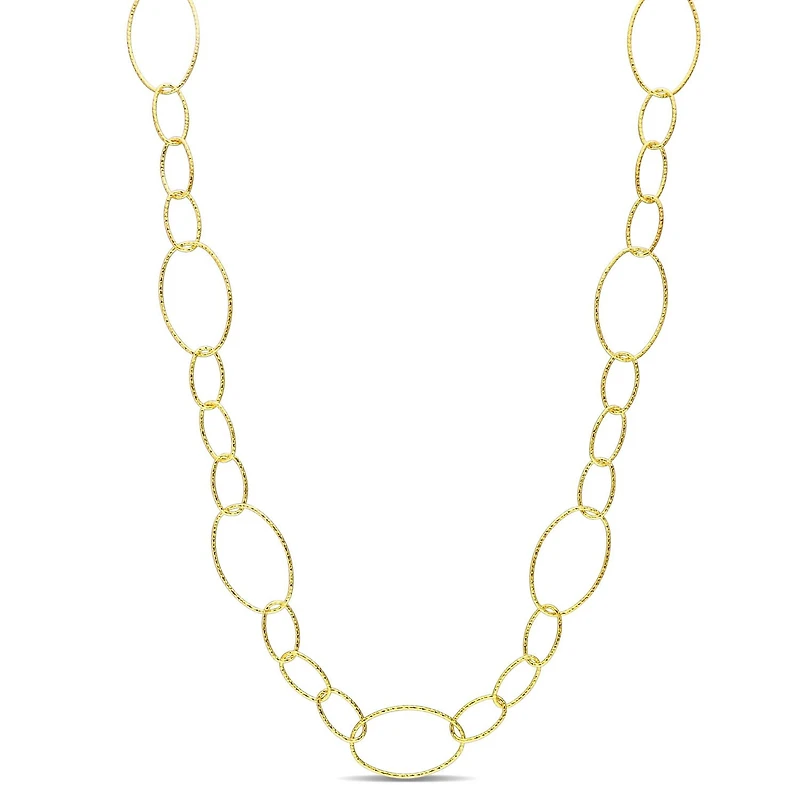 Miabella 18K Yellow Gold Plated Sterling Silver Oval Link Necklace