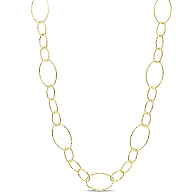 Miabella 18K Yellow Gold Plated Sterling Silver Oval Link Necklace