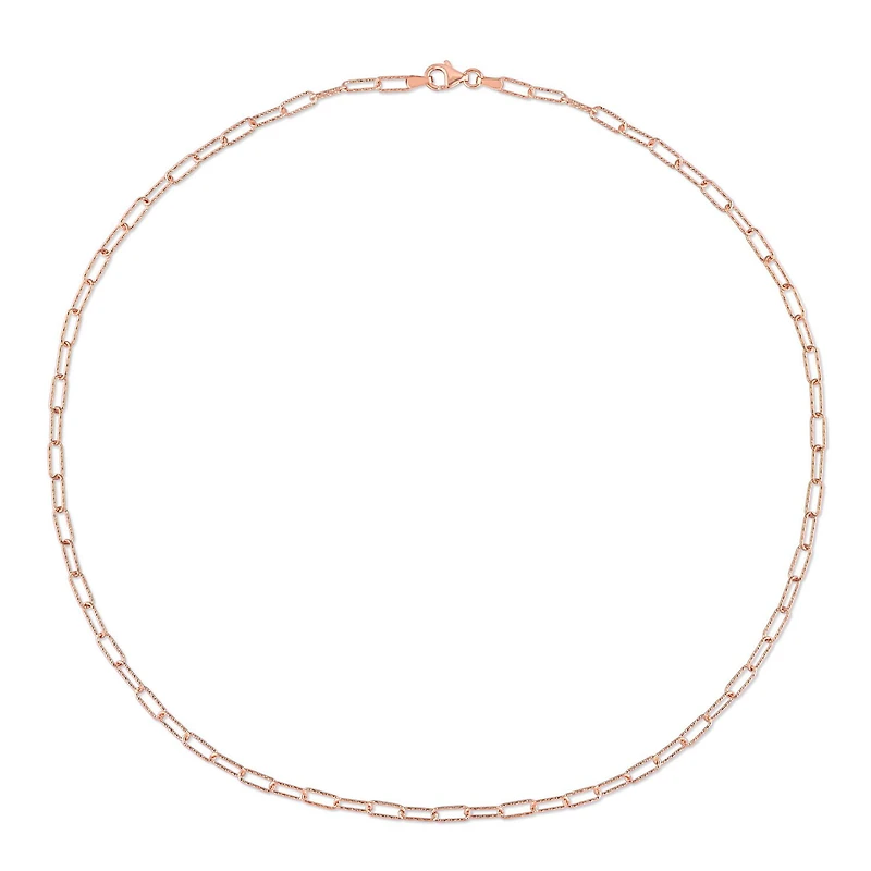 Miabella 18K Rose Gold Plated Sterling Silver Paperclip Necklace
