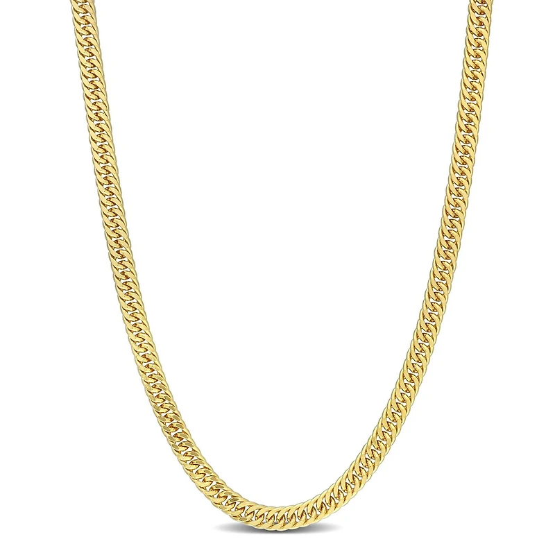 Miabella 18K Yellow Gold Plated Sterling Silver Double Fancy Curb Link Necklace