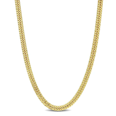 Miabella 18K Yellow Gold Plated Sterling Silver Double Fancy Curb Link Necklace