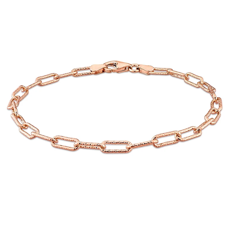 Miabella 18K Rose Gold Plated Sterling Silver Paperclip Bracelet