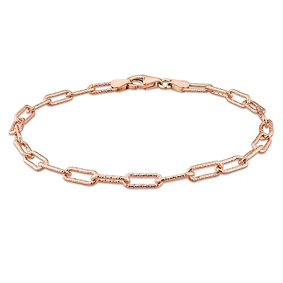 Miabella 18K Rose Gold Plated Sterling Silver Paperclip Bracelet