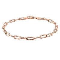 Miabella 18K Rose Gold Plated Sterling Silver Paperclip Bracelet