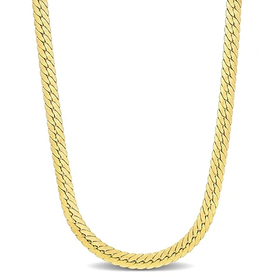 Miabella 18K Yellow Gold Plated Sterling Silver Herringbone Chain Necklace