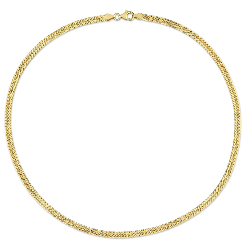 Miabella 18K Yellow Gold Plated Sterling Silver Double Fancy Curb Link Necklace