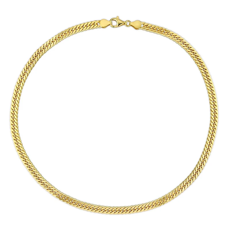 Collier chic en chaîne à maille plate double de Miabella en argent sterling plaqué or jaune 18K