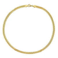 Collier chic en chaîne à maille plate double de Miabella en argent sterling plaqué or jaune 18K