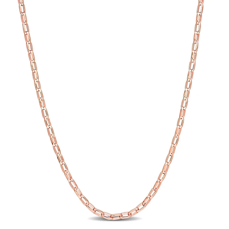 Miabella 18K Rose Gold Plated Sterling Silver Fancy Rectangular Rolo Chain Necklace