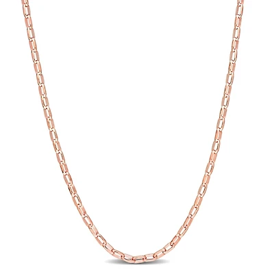 Miabella 18K Rose Gold Plated Sterling Silver Fancy Rectangular Rolo Chain Necklace