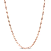 Miabella 18K Rose Gold Plated Sterling Silver Fancy Rectangular Rolo Chain Necklace