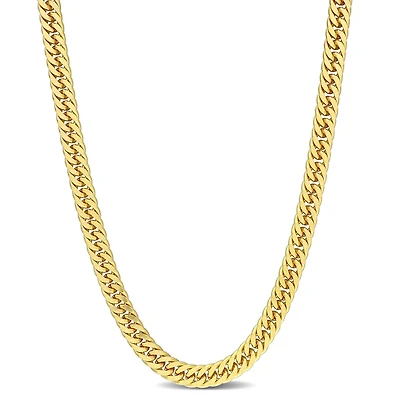 Collier chic en chaîne à maille plate double de Miabella en argent sterling plaqué or jaune 18K