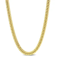 Collier chic en chaîne à maille plate double de Miabella en argent sterling plaqué or jaune 18K