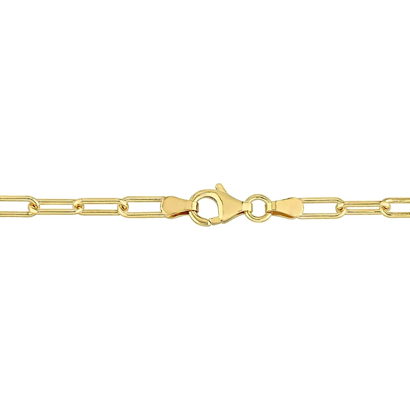 Miabella 18K Yellow Gold Plated Sterling Silver Paperclip Men's Bracelet