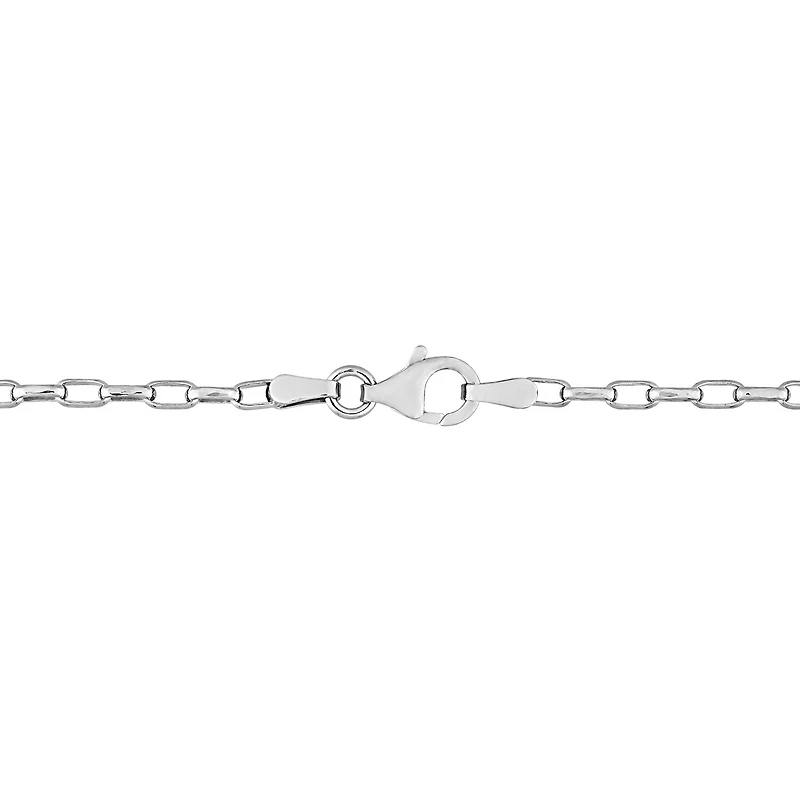 Miabella Sterling Silver Fancy Rectangular Rolo Chain Necklace
