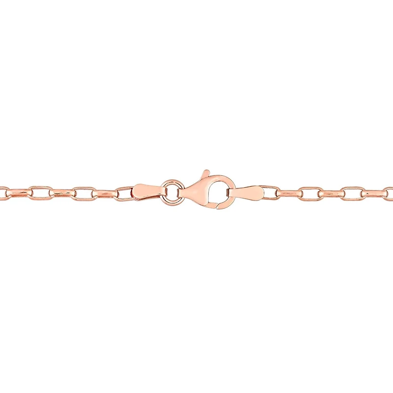 Miabella 18K Rose Gold Plated Sterling Silver Fancy Rectangular Rolo Chain Necklace