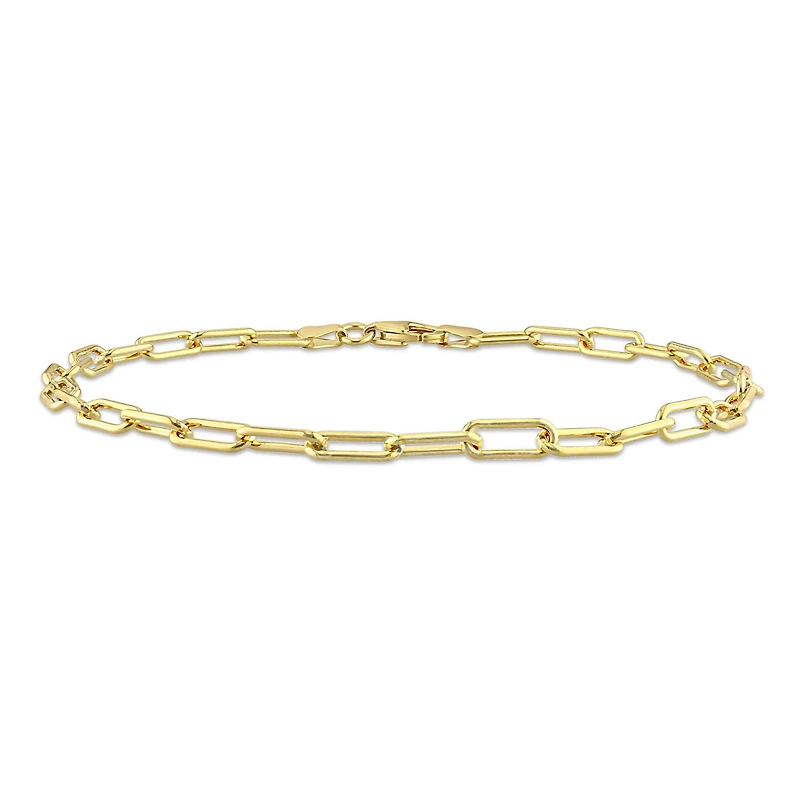 Bracelet en forme de trombone pour homme de Miabella en argent sterling plaqué or jaune 18K
