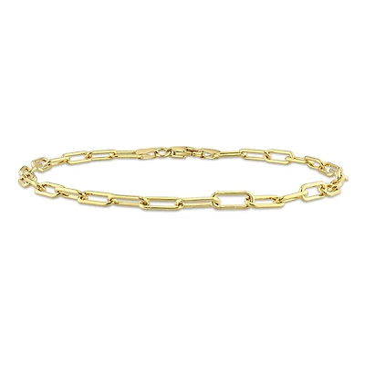 Miabella 18K Yellow Gold Plated Sterling Silver Paperclip Men's Bracelet