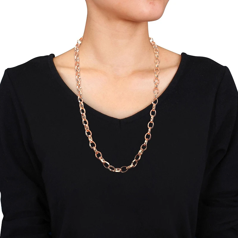 Miabella 18K Rose Gold Plated Sterling Silver Rolo Necklace