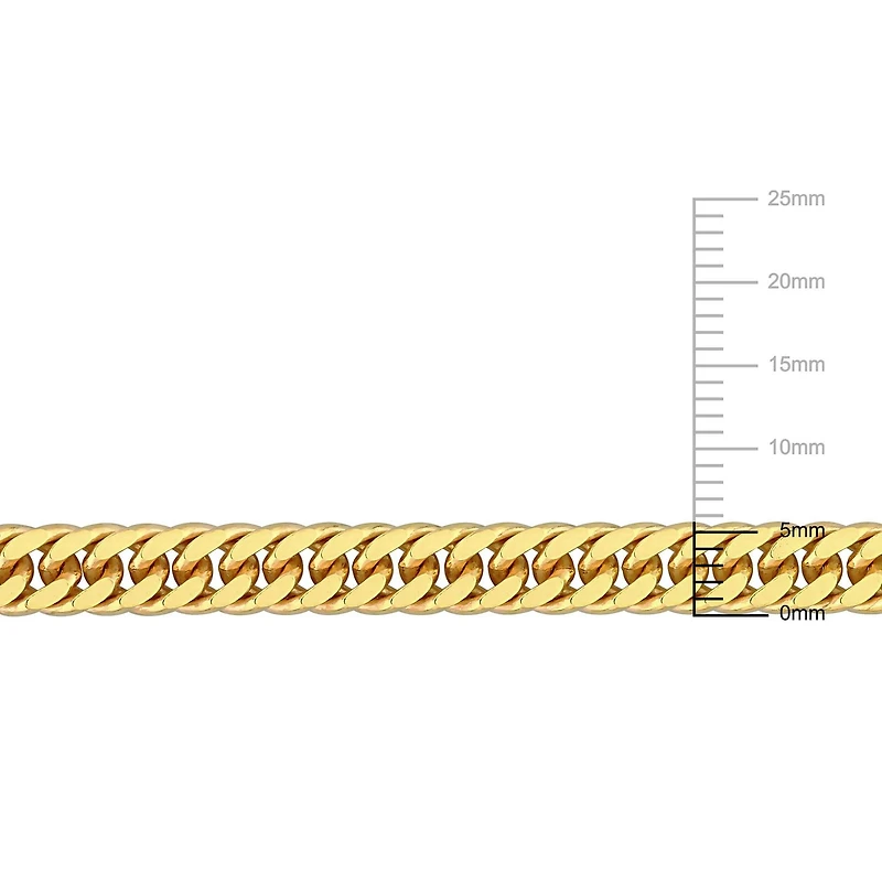 Collier chic en chaîne à maille plate double de Miabella en argent sterling plaqué or jaune 18K