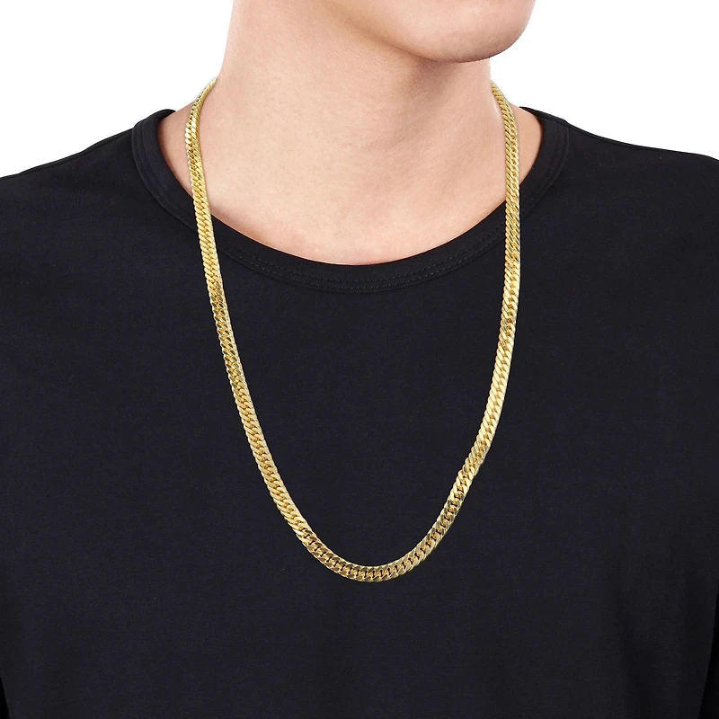 Collier chic en chaîne à maille plate double de Miabella en argent sterling plaqué or jaune 18K