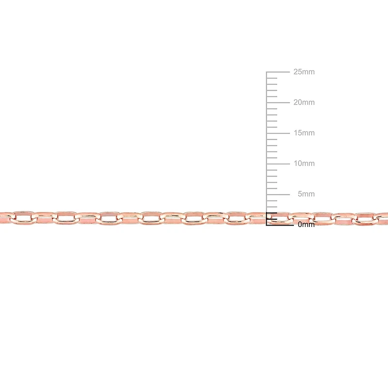 Miabella 18K Rose Gold Plated Sterling Silver Fancy Rectangular Rolo Chain Necklace