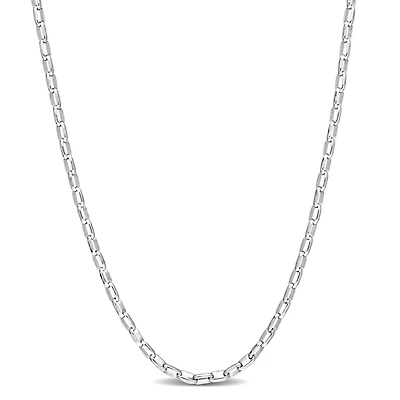 Miabella Sterling Silver Fancy Rectangular Rolo Chain Necklace