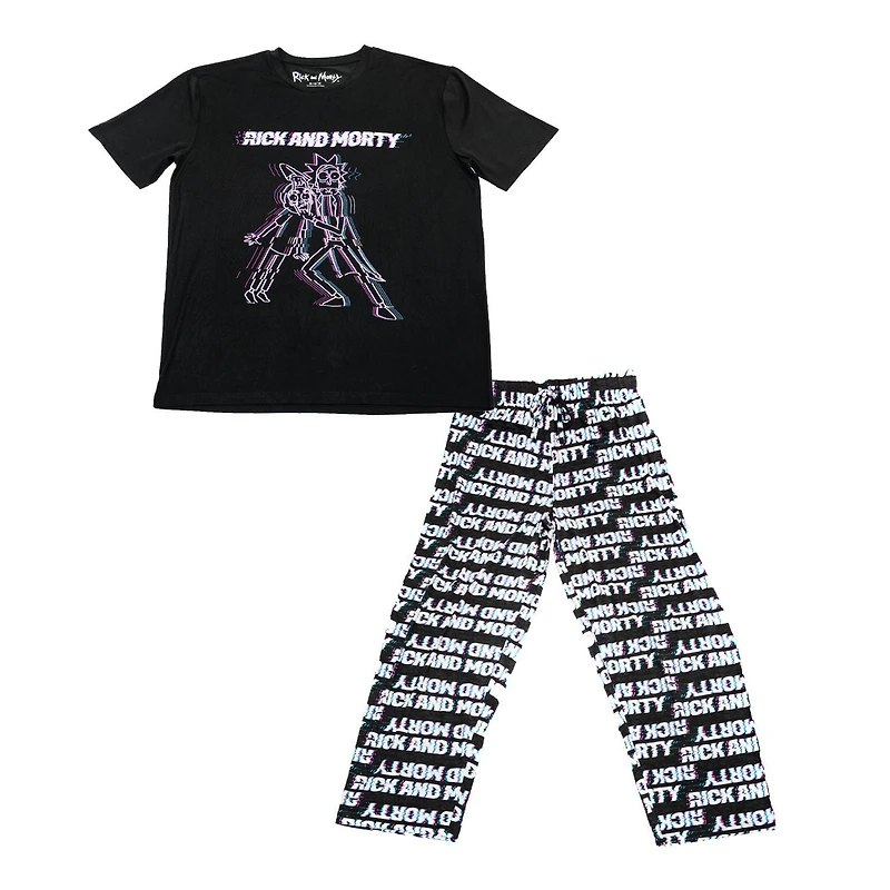 Men's Rick and Morty 2 Piece Ram Glitch Sleepwear Set