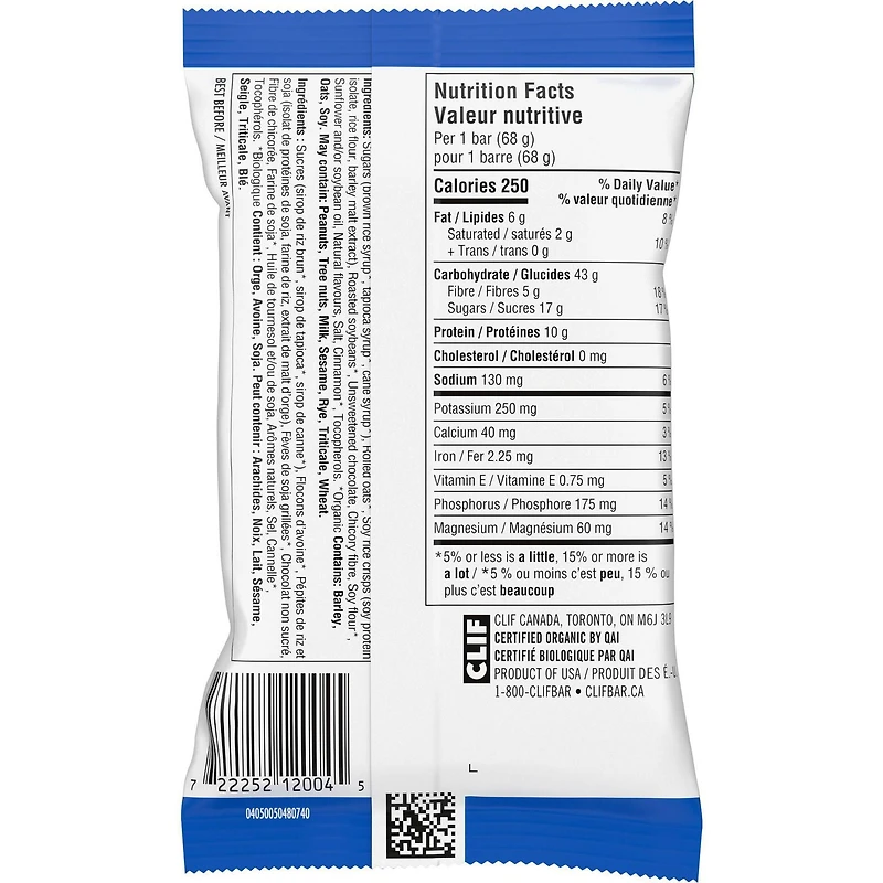 CLIF BAR Energy Bars, Chocolate Chip, High in Protein, Contains 70% Organic Ingredients,  (Pack of 12), 68 g