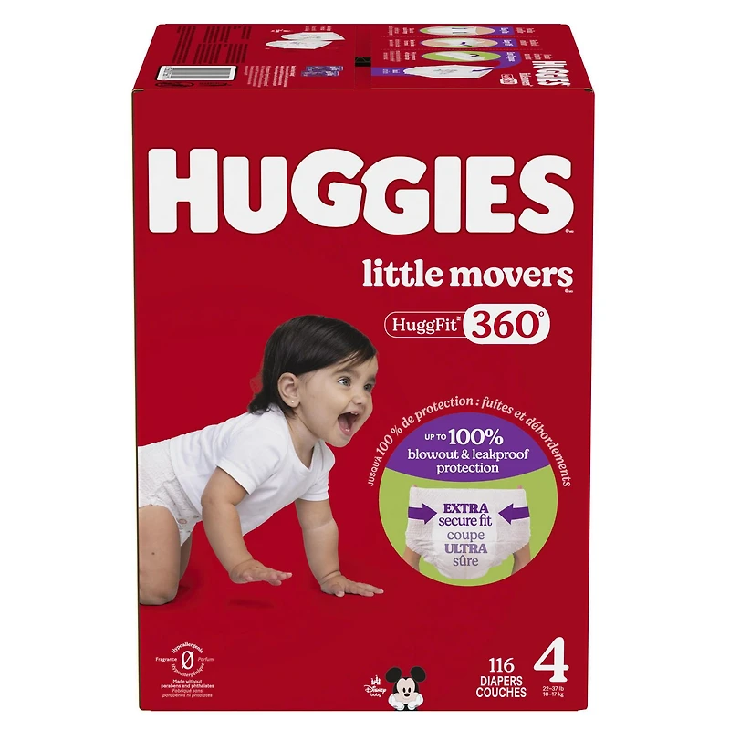 Couches pour bébé Huggies Little Movers HuggFit 360° avec ceinture 360°, tailles 3-7, 136-70 unités HUGFIT 360 MC S3-7| Count 136-70