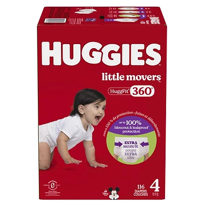 Couches pour bébé Huggies Little Movers HuggFit 360° avec ceinture 360°, tailles 3-7, 136-70 unités HUGFIT 360 MC S3-7| Count 136-70