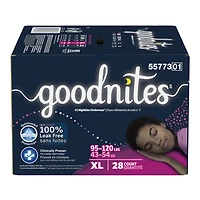 Sous-vêtements de nuit Goodnites pour filles,  Giga Pack, Taille XS - XXL | 44-24 Sous-Vêtements Taille XS - XXL | 44-24 Sous-Vêtements