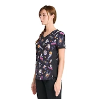 Scrubstar Freaky Funtime Women's V-Neck Print Scrub Top