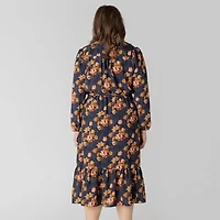 Devoted Taille Plus Femme midi à manches longues avec imprimé floral féminin