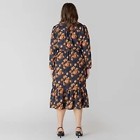 Devoted Taille Plus Femme midi à manches longues avec imprimé floral féminin