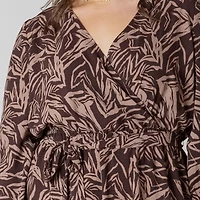 Devoted Women's Plus Long sleeve midi dress with feminine floral print