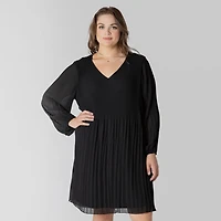 Devoted Women's Plus Size Long sleeve V neck mini dress