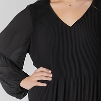 Devoted Taille Plus Femme Mini robe à manches longues et col V