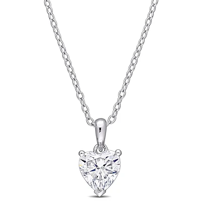 Miabella 1 Carat T.G.W. Moissanite Sterling Silver Solitaire Heart Drop Pendant