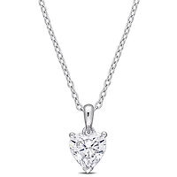 Miabella 1 Carat T.G.W. Moissanite Sterling Silver Solitaire Heart Drop Pendant