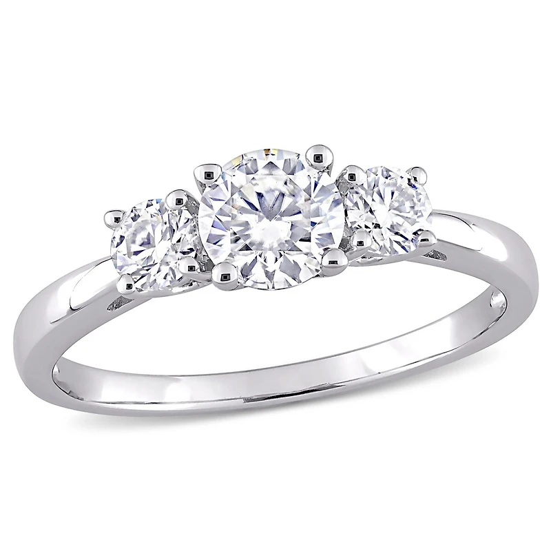Miabella 1 Carat T.G.W. Moissanite Sterling Silver Three-Stone Engagement Ring