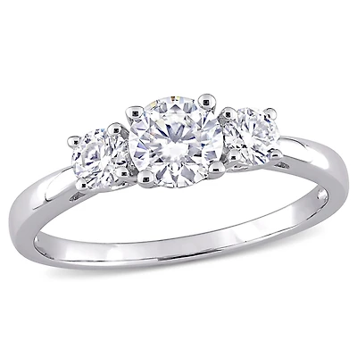 Miabella 1 Carat T.G.W. Moissanite Sterling Silver Three-Stone Engagement Ring