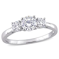 Miabella 1 Carat T.G.W. Moissanite Sterling Silver Three-Stone Engagement Ring