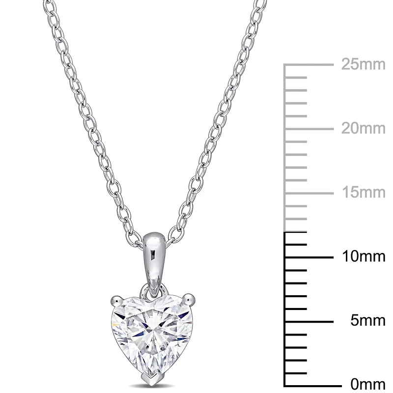 Miabella 1 Carat T.G.W. Moissanite Sterling Silver Solitaire Heart Drop Pendant