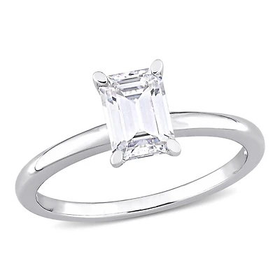 Miabella 1 Carat T.G.W. Emerald-Cut Moissanite Sterling Silver Solitaire Engagement Ring