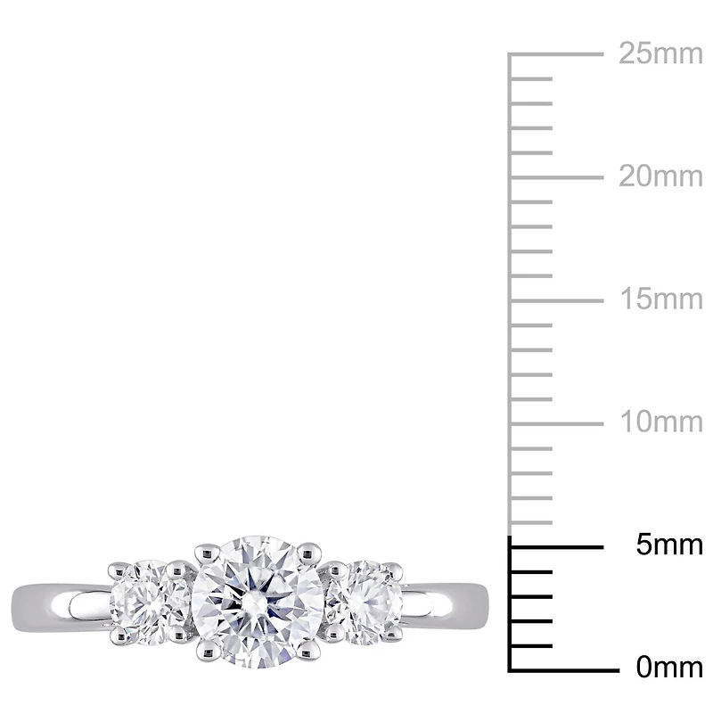 Miabella 1 Carat T.G.W. Moissanite Sterling Silver Three-Stone Engagement Ring