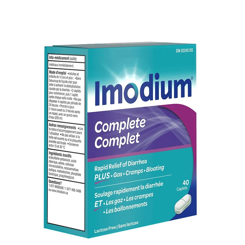 Imodium Complete Antidiarrheal and Gas Relief Caplets with Loperamide Hydrochloride, Simethicone, 40 Count