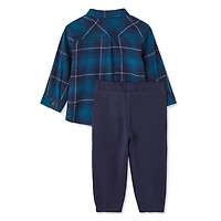 George Baby Boys' Flannel Shirt 2-Piece Set, Sizes 0-24 months